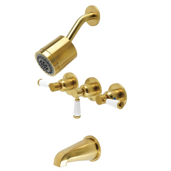 Tub and Shower Faucet, Brushed Brass, Wall Mount